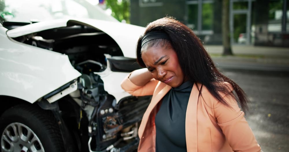 woman with whiplash after car accident