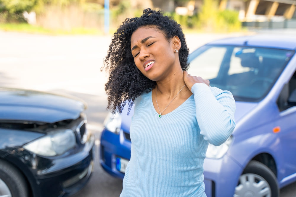 woman with hidden injuries after car accident