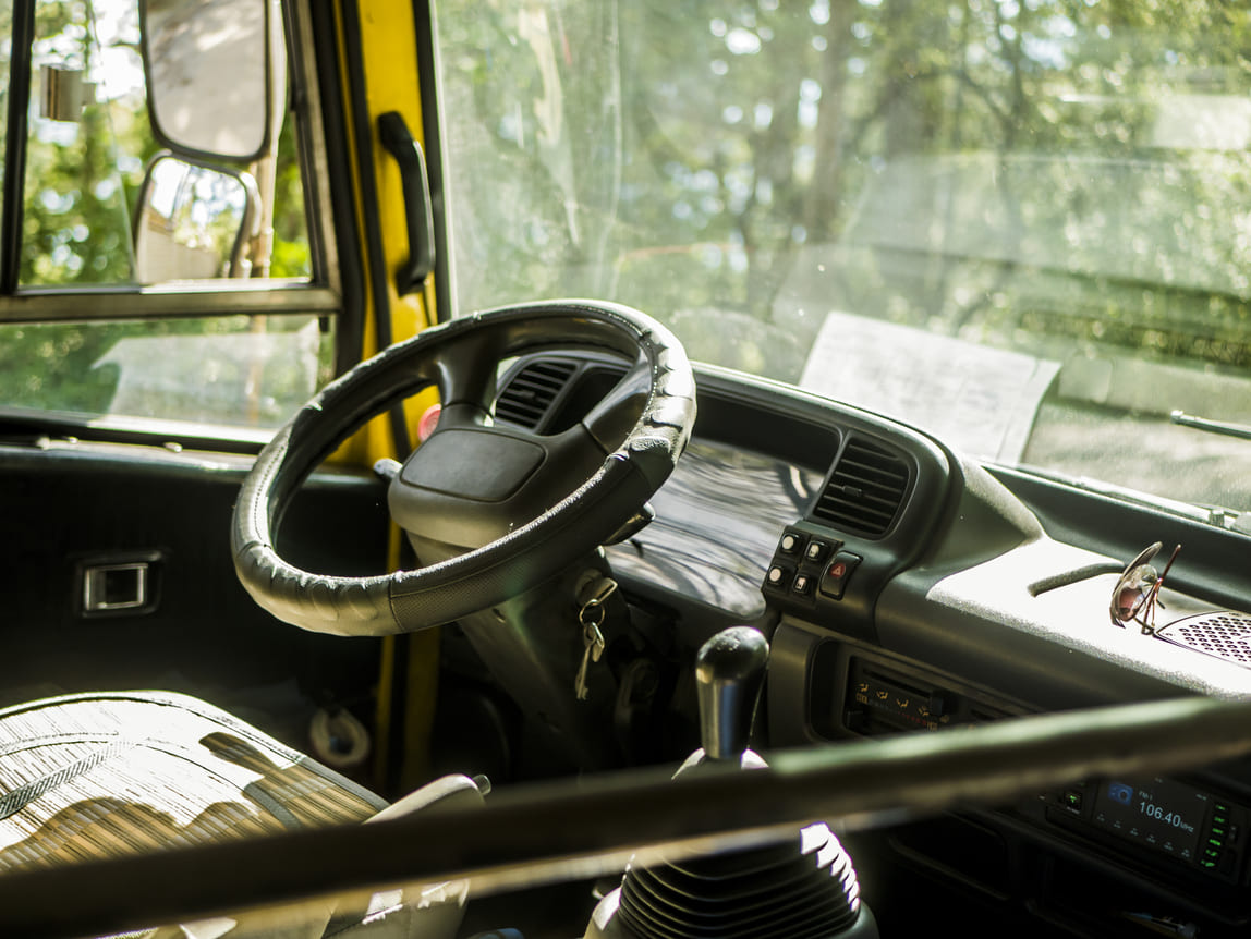 empty bus driver seat
