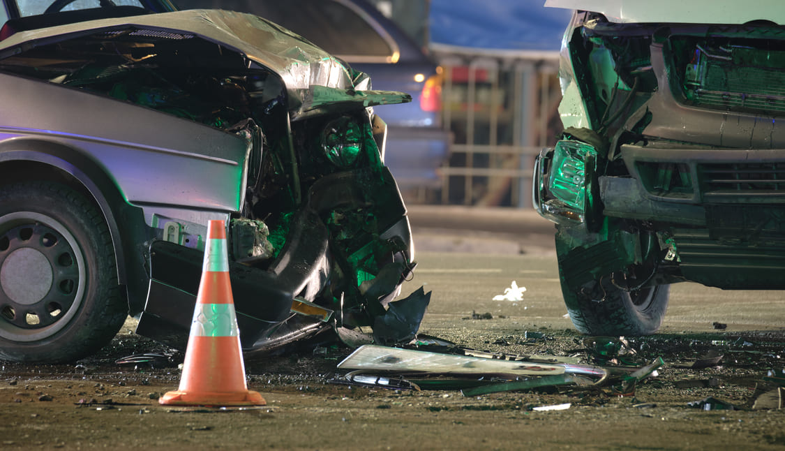 damaged vehicles at scene of accident